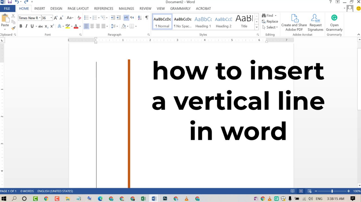 How to insert a vertical line in word